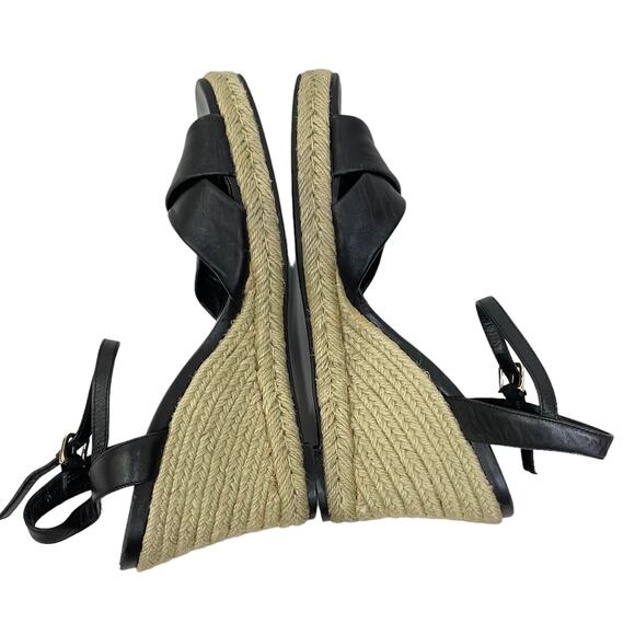 Cole Haan x Nike Air Women Sz 10 Black Leather Strappy Espadrille Wedge Sandals - Picture 5 of 9